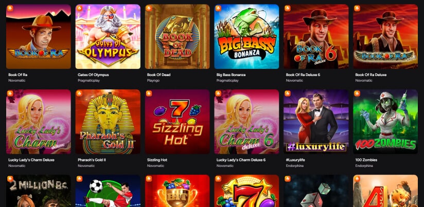 Available games at casiny casino